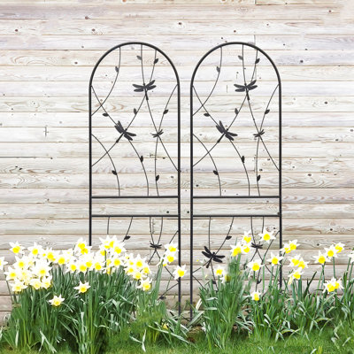 Treillis de jardin 71 po x 19,7 po, aide à la plante antirouille, support à fleurs extérieur, noir, technique d'assemblage simple, paquet de 2, installation facile