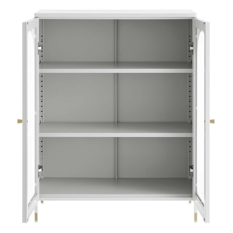 Light Gray Powder-Coated Steel Office Cabinet with Adjustable Shelves