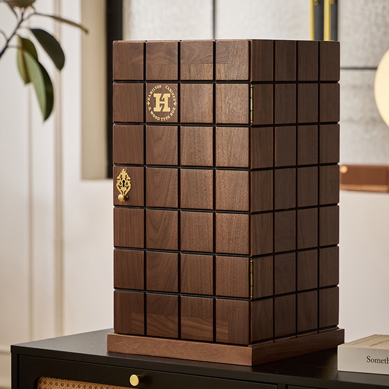 Armoire à bijoux rectangulaire en bois massif noisette