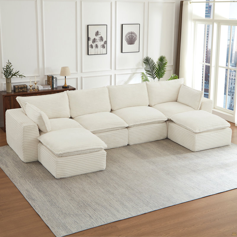 Canapé modulaire Cloud, 30,3 po H x 140,1 po L x 39,4 po P, 4, Blanc