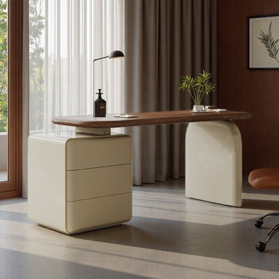Minimalist Cream-Style Solid Wood Desk