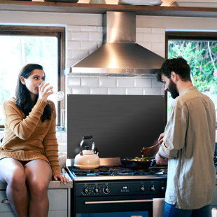 Panneau de dosseret en acier inoxydable 35,4 x 24 pouces, panneau anti-éclaboussures de cuisine avec trous pré-percés pour hotte et four, installation facile