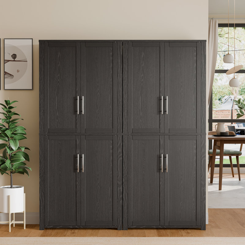 67" Tall Modern Freestanding Storage Cabinet with Adjustable Shelves, 56" W x 67" H, Black