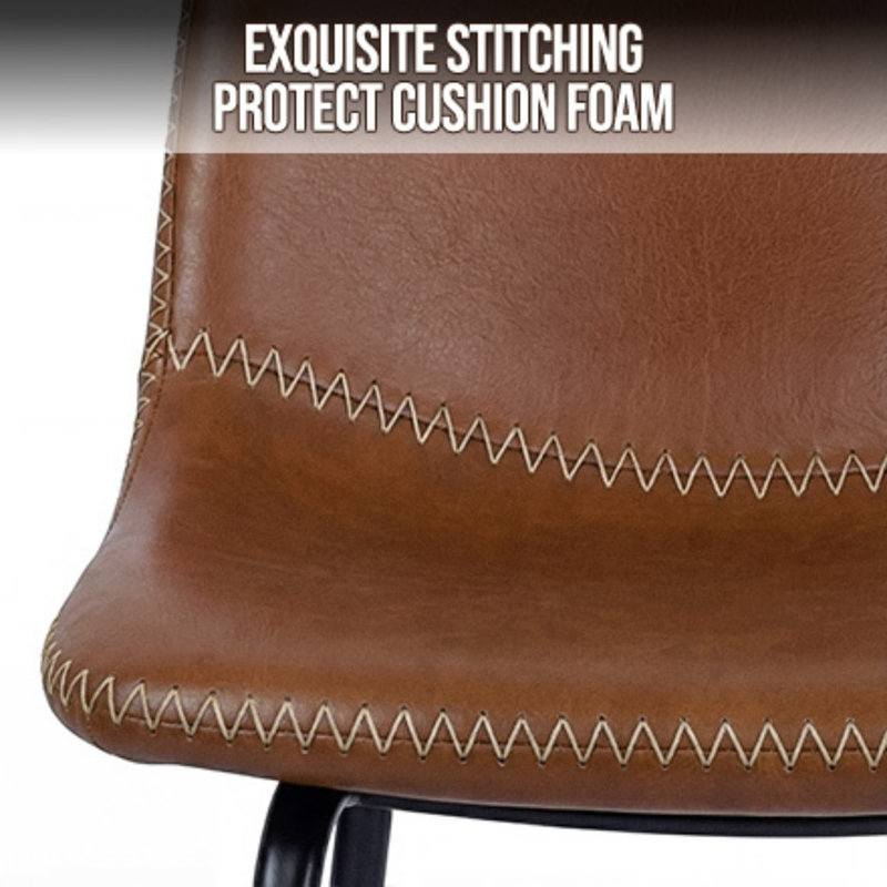 Tabouret de comptoir moderne en similicuir avec repose-pieds à dossier bas, Brun