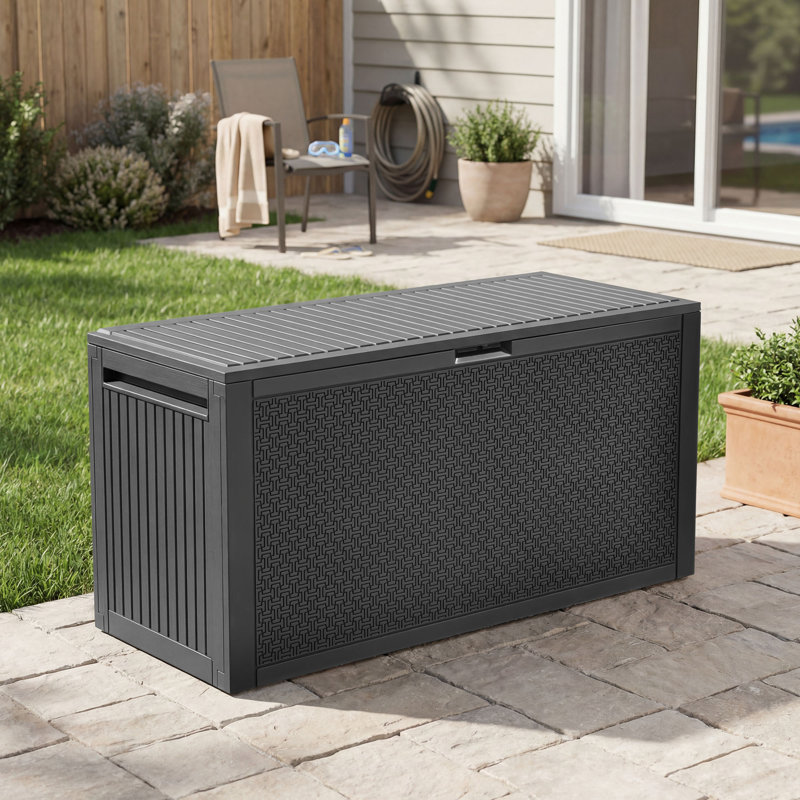 Balconera 90 Gallon Lockable Resin Deck Box, Gray