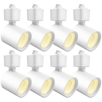 Luxrite 2 In. LED Track Light, 5CCT, CRI90, 10W, 800 Lumens, Adjustable 358°+ 90° Tilt, H Type Track Light Heads, Dimmable, ETL , Round White 8 Pack