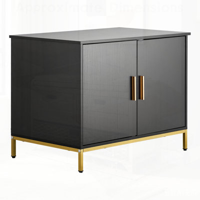 Meuble de litière moderne pour chat, armoire cachée avec pieds et poignée en métal, table de bout élégante pour les chambres à coucher et les salons