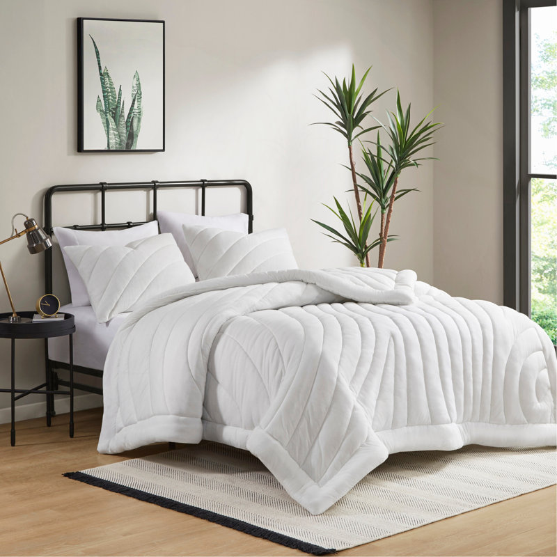 Ensemble d'édredon 3 pièces, Édredon très grand + 2 taies décoratives, Blanc