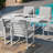 Faiha 6 Seat Rectangular Aluminium Dining Set - with Rising Table - White