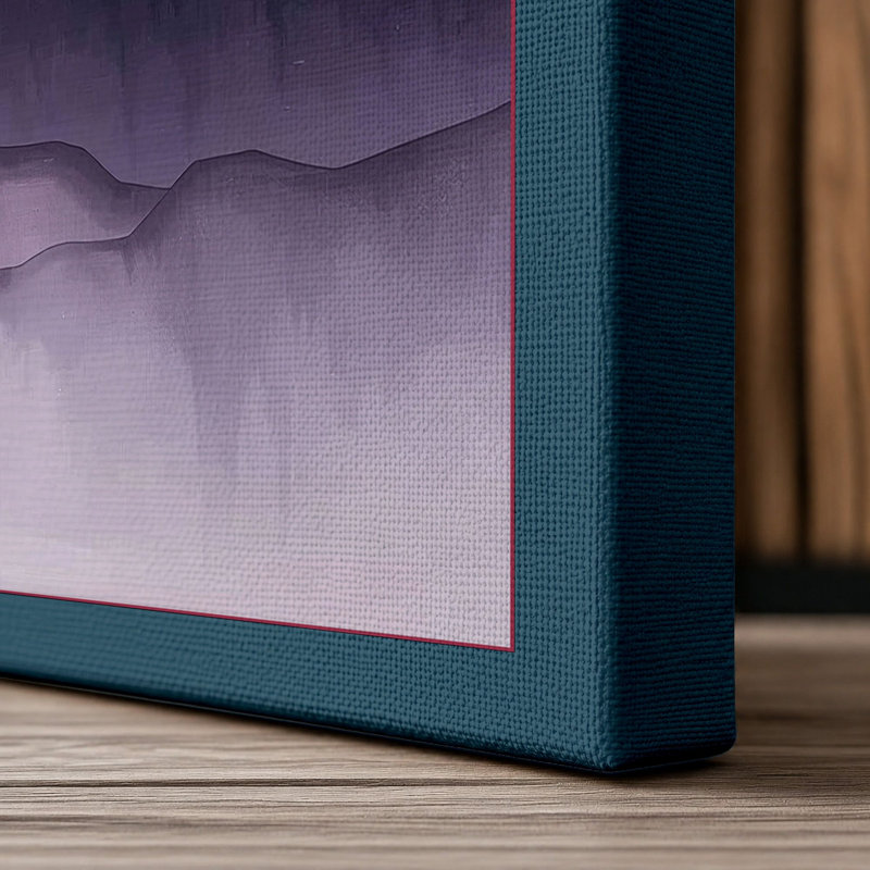 Mountains at Dusk Scandinavian - Wrapped Canvas, 36x24 - 91.4 x 61.0 cm, Teal Border