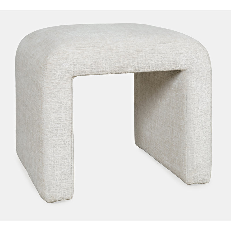 Solid + Manufactured Wood Accent Stool, Linen White