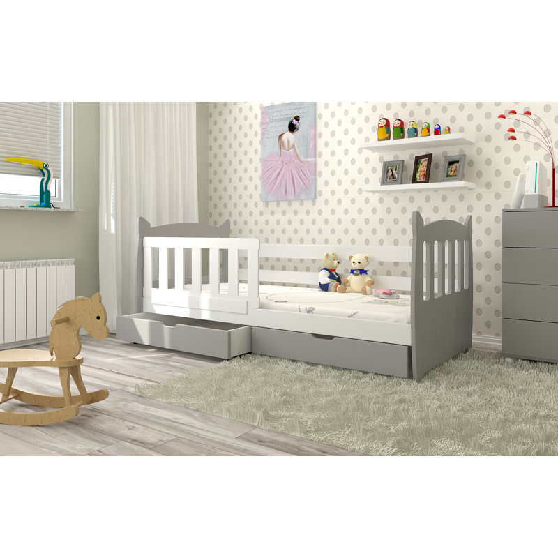 Henning European Toddler (80 X 160cm) 2 Drawer Bed and Mattress by Harriet Bee, Grey