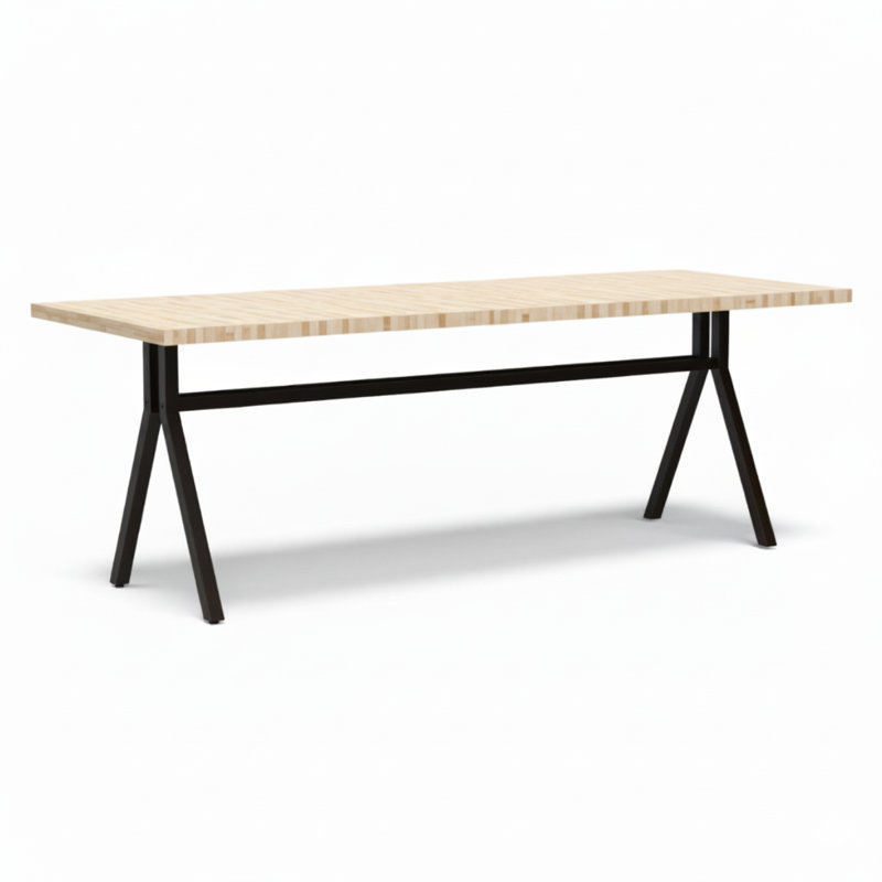 Strut Café Dining Height, 30"H x 84"L x 36"W, Dark Brown Wood, Black