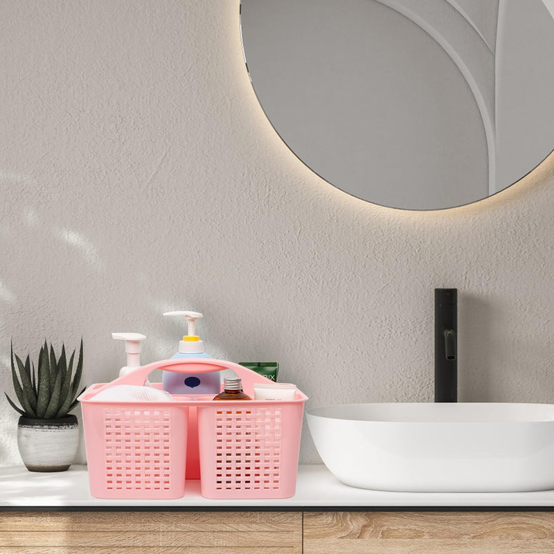 Pink Portable Plastic Shower Caddy with Handle