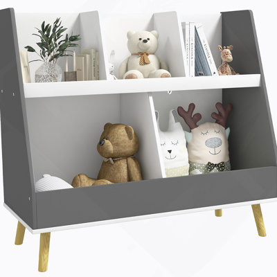 Étagère à jouets pour enfants, étagère de rangement pour tout-petits à 2 niveaux avec 5 compartiments