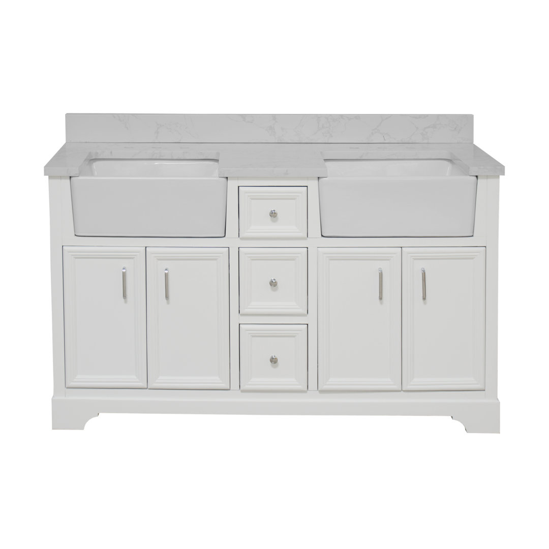 Emiliano 60'' Double Bathroom Vanity with Top Sand & Stable™ Base 