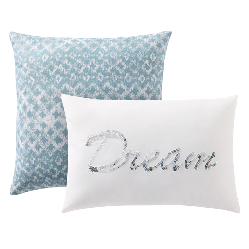 Twin Blue Microfiber Reversible Comforter Set with Geometric Print