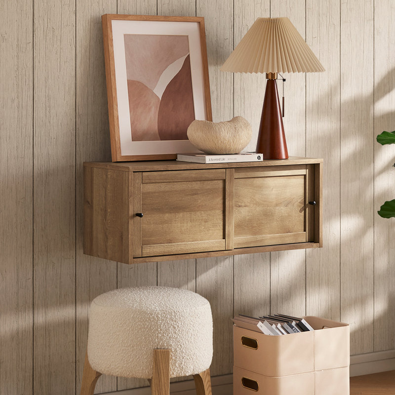 Unfinished Floating TV Stand for TVs up to 40", Oak
