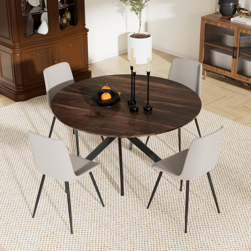 Ensemble de table ronde, 5, Brun, Gris