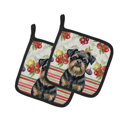 Black and Tan Brussels Griffon Vegetables Pair of Pot Holders