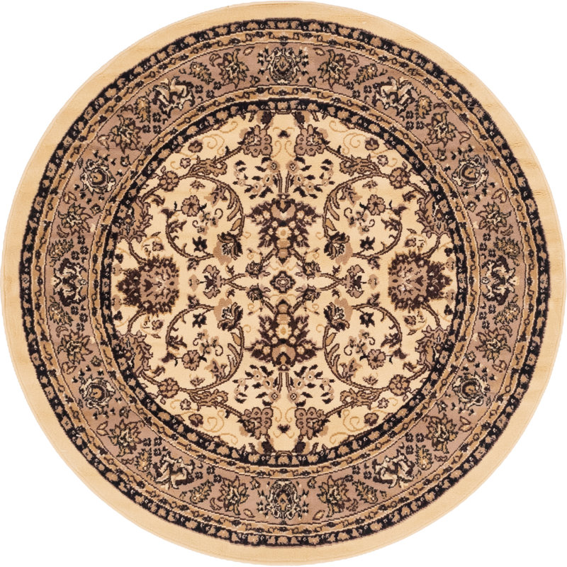 Tapis bourgogne Bhatari, Ivory, Rond 4 pi 1 po