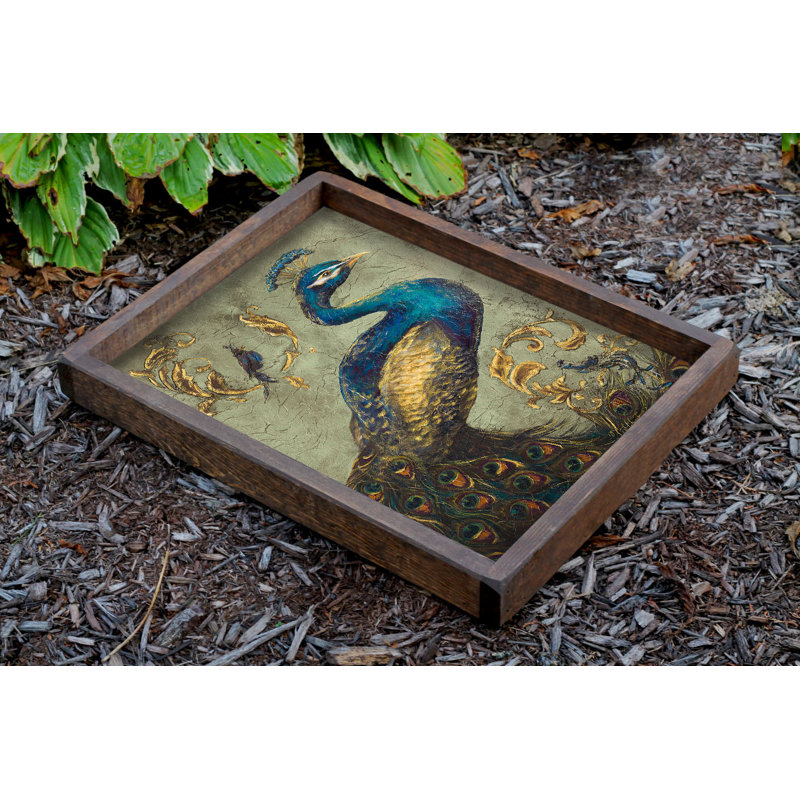 Handcrafted Wooden Tray, 15.7 x 19.7 x 2.4 inches | 100% Solid Wood, Hand-Painted & Assembled | Heat & Water Resistant with 300 Micron Protective Coating | Perfect for Serving or Decorative Use in Home & Kitchen