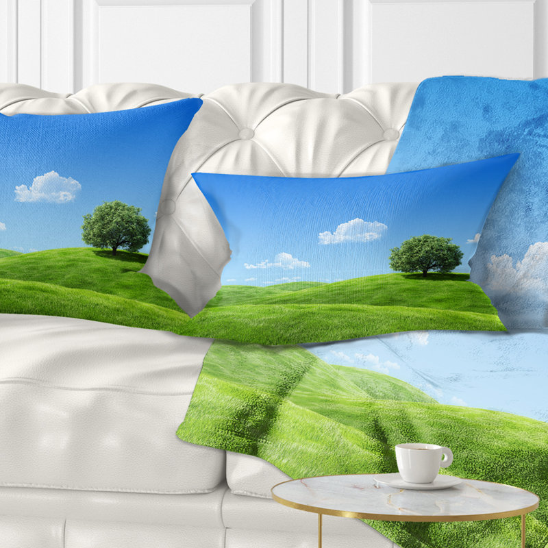 Coussin lombaire à motif d'arbres et paysage