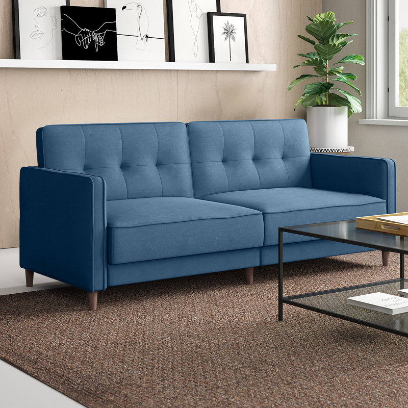 Karaline 81'' Upholstered Convertible Sofa, Ocean Blue