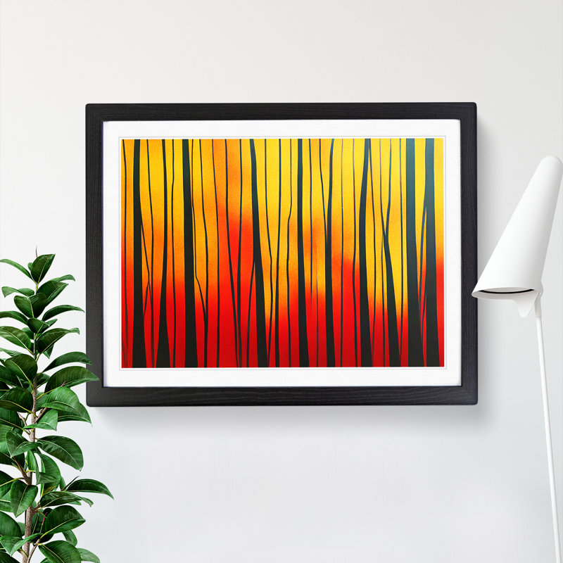 Abstract Autumn Forest Vol.2 - Single Picture Frame Print, Black, 46cm H x 64cm W x 2cm D