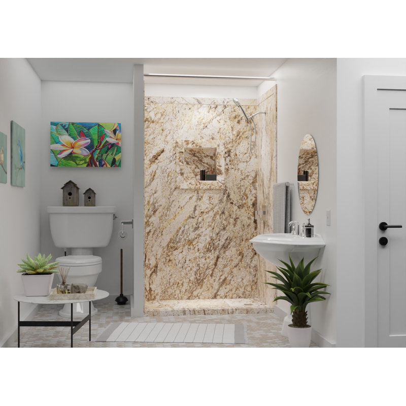 FlexStone 17"W x 17"H Square Recessed Shampoo Caddy, Golden Beaches