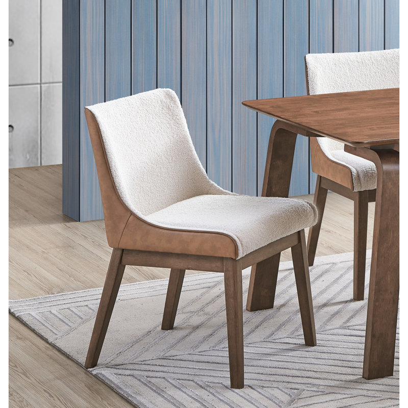 Ensemble de 2 chaises de salle à manger modernes et contemporaines brun et blanc rembourrées Boucle