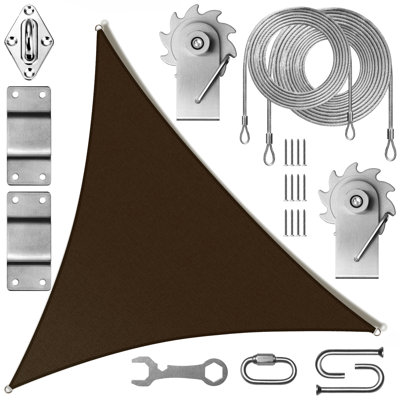 Colourtree Triangle Sun Shade Sail With Winch Installation Kit and Ropes