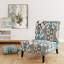 Fauteuil de chambre rembourré multicolore à motif patchwork carré