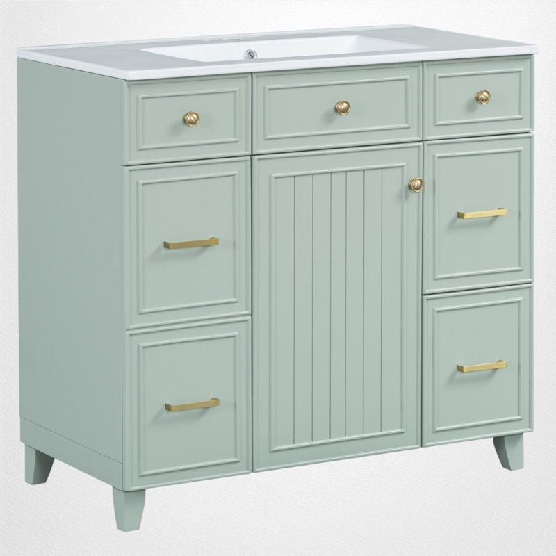 Ensemble de meuble-lavabo simple 36 po Damyron, Vert