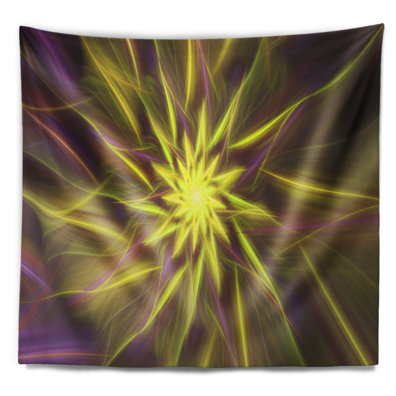 Tapisserie fleur de dorée florale, H 78 po x l 92 po