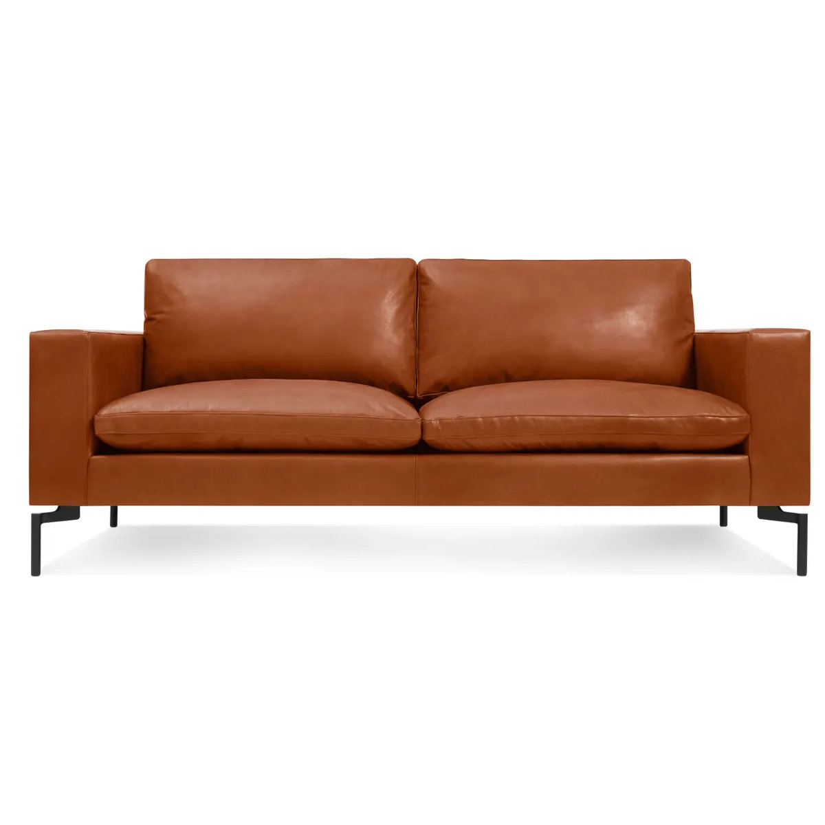 New Standard Upholstered Sofa, Toffee Genuine Leather, 32" H x 78" W x 35" D