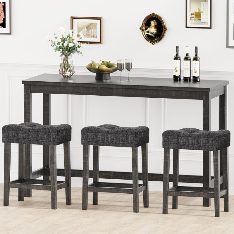 Mellisha 3-Person Counter Height Dining Set, Dark Grey