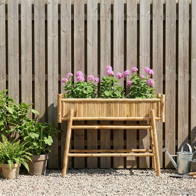  Jardinière de jardin avec support Naturel 39,37 po x 14,96 po x 29,13 po, H 29,13 po x l 39,37 po x P 14,96 po