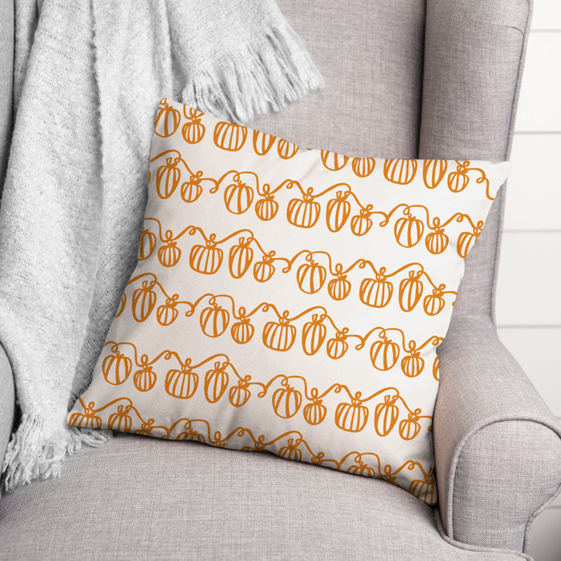  Pumpkin Doodle Square Pillow Cover & Insert, 20" H x 20" W