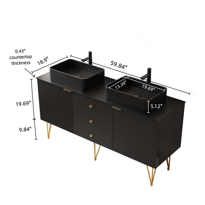 Meuble-lavabo autoportant avec tiroirs, pré-assemblé