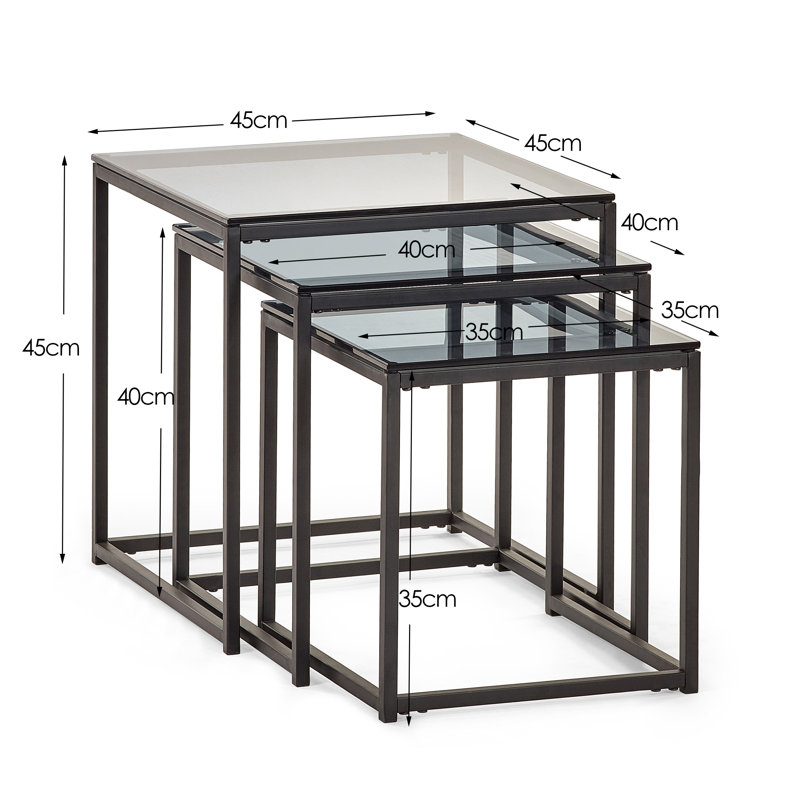 Lailonie Glass Top Sled Nesting Tables