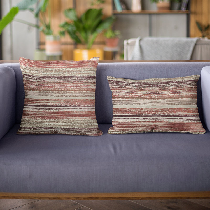 Striped Outdoor Reversible Throw Pillow, 24" x 24"