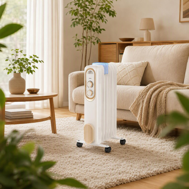 1500W Portable Oil Filled Radiator Heater, Adjustable Thermostat with Detachable Humidifying Tank, Overheat & Tip-Over Protection for Indoor Use