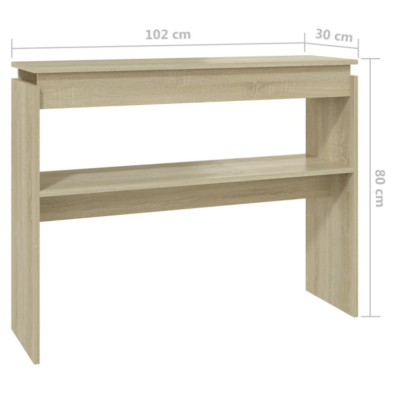 Console avec rangement compact en bois d'ingénierie, H 31,5 po x l 40,2 po x P 11,8 po, Chêne sonoma