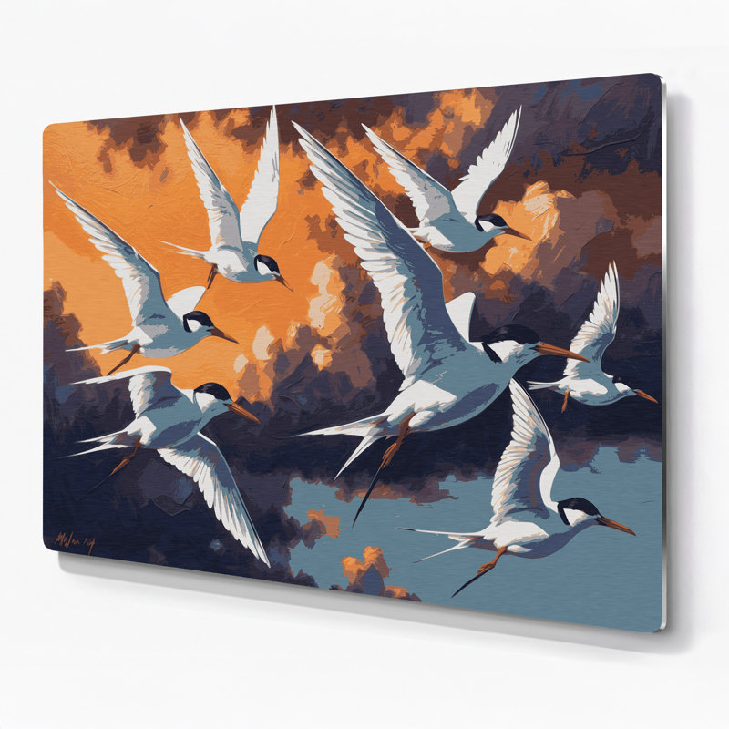Art mural en métal oiseaux, H 12 po x l 18 po