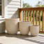3 pots de fleurs ronds pour l'extérieur MGO, pots de fleurs texturés légers avec trou de drainage pour patio-409763055