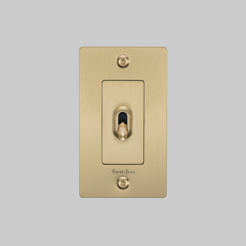 1G Toggle / Linear / With Logo, Brass, 1 Gang