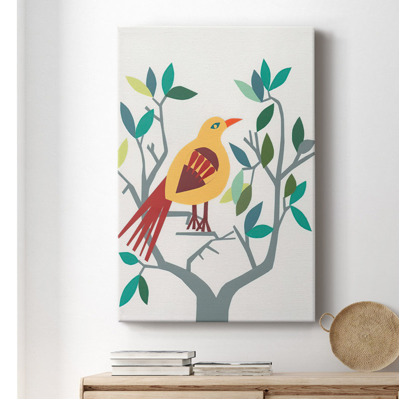 Toile tendue avec châssis de qualité supérieure Whitty Bird III - prête à être accrochée, H 27 po x l 16 po x P 1,5 po