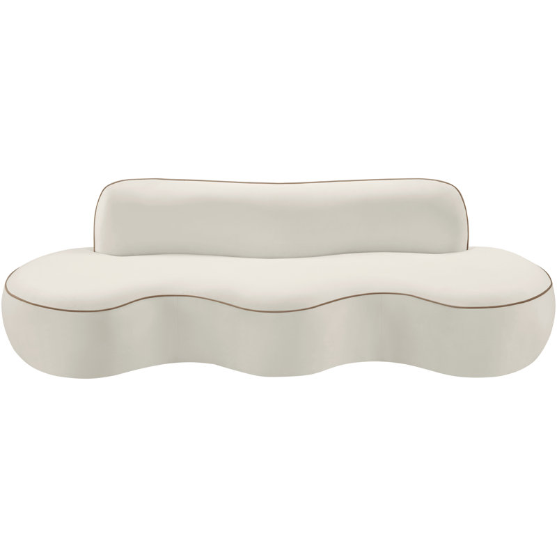 Canapé en velours 100 po Swerve, Velours crème