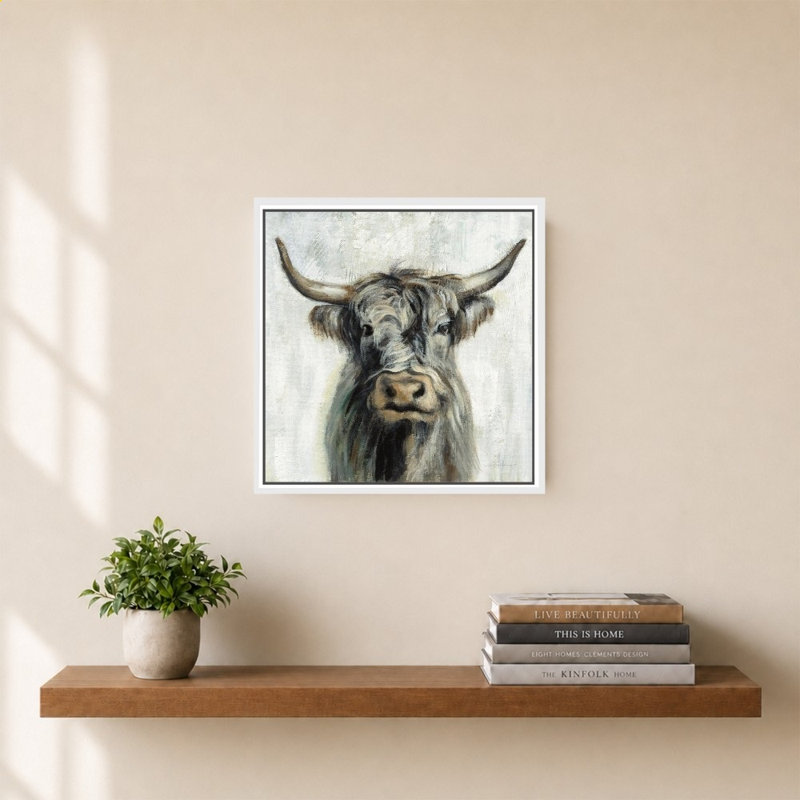 Vache Highland, H 28 po x l 28 po, Blanc